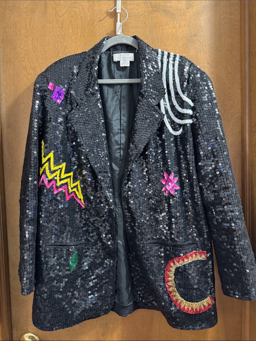 Vintage Sandy Starkman Fully Sequin Blazer Abstract Art - Picture 12 of 12